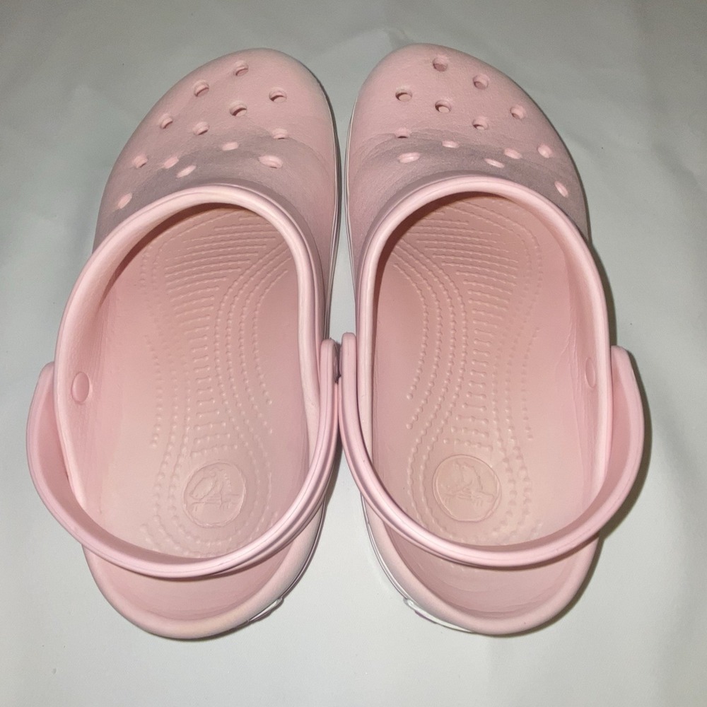 Crocs Crocband Pearl Pink/Wild Orchid White Clog Slip‎ On W7 - Picture 9 of 10